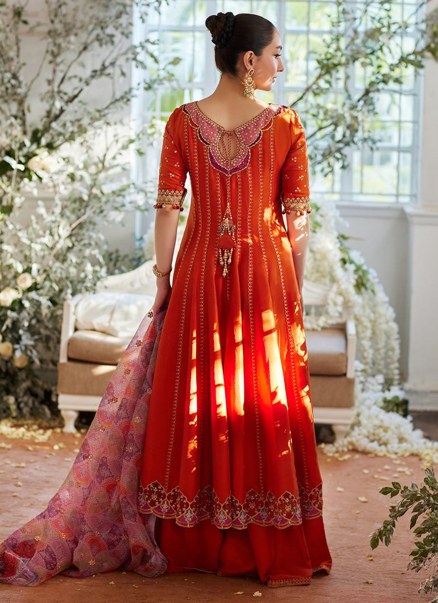 Kusum Burnt Orange Kalidaar And Dupatta