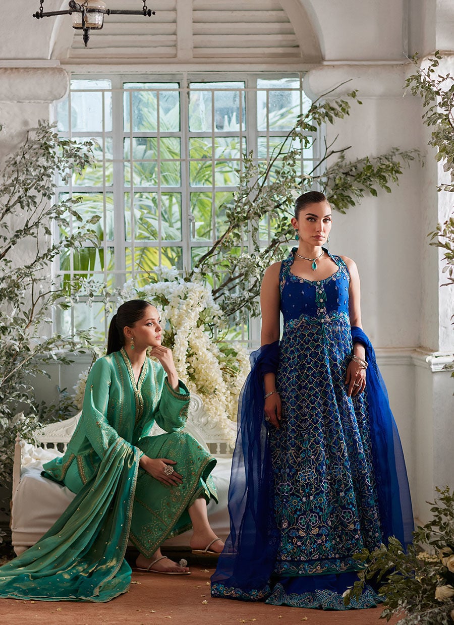 Nuwara Ink Blue Kalidaar And Dupatta