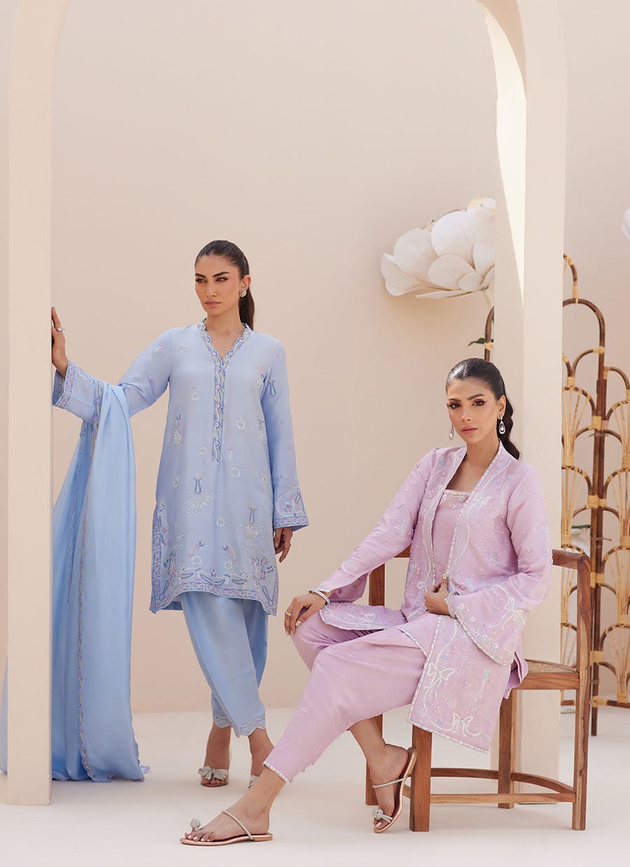 Bettie Cornflower Blue Shirt And Dupatta