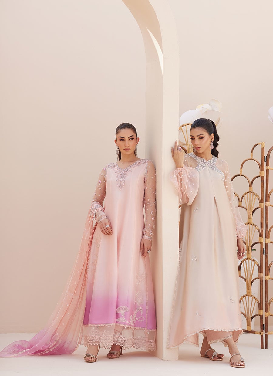 Deedee Pink Ombre Paneled Shirt And Dupatta