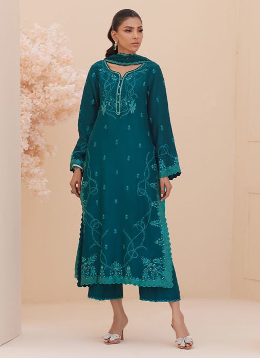 Aqiq Kiwi Kalidaar And Draped Dupatta