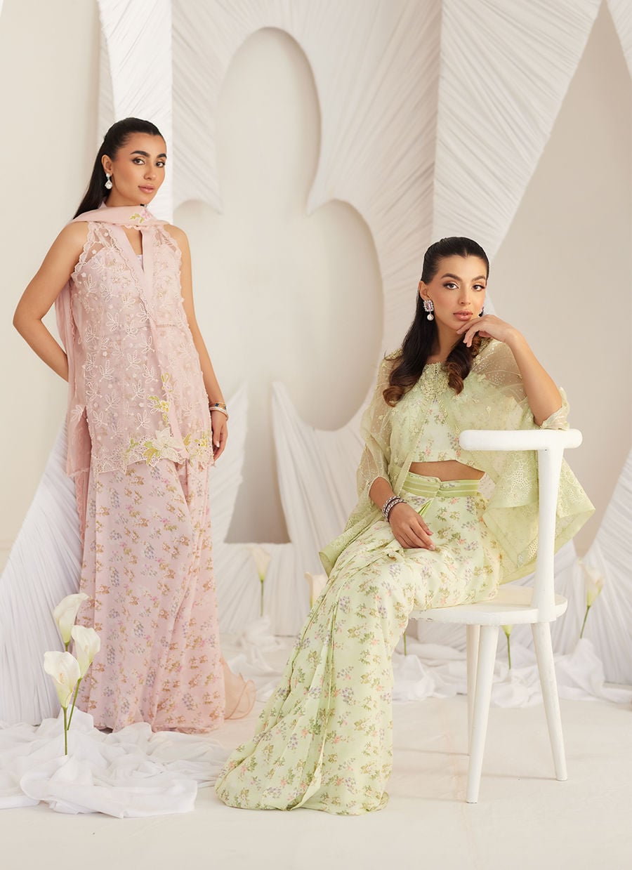 Kyma Blush Organza Jacket And Dupatta
