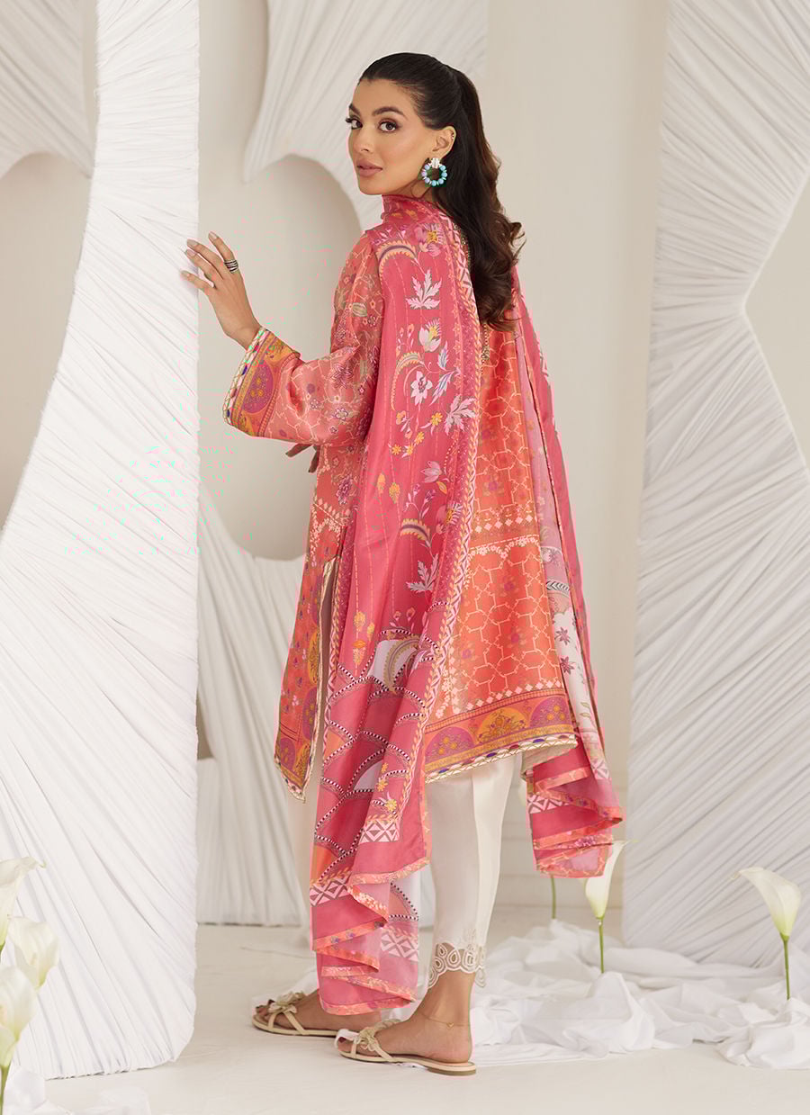 Lillia Tangerine Shirt And Dupatta