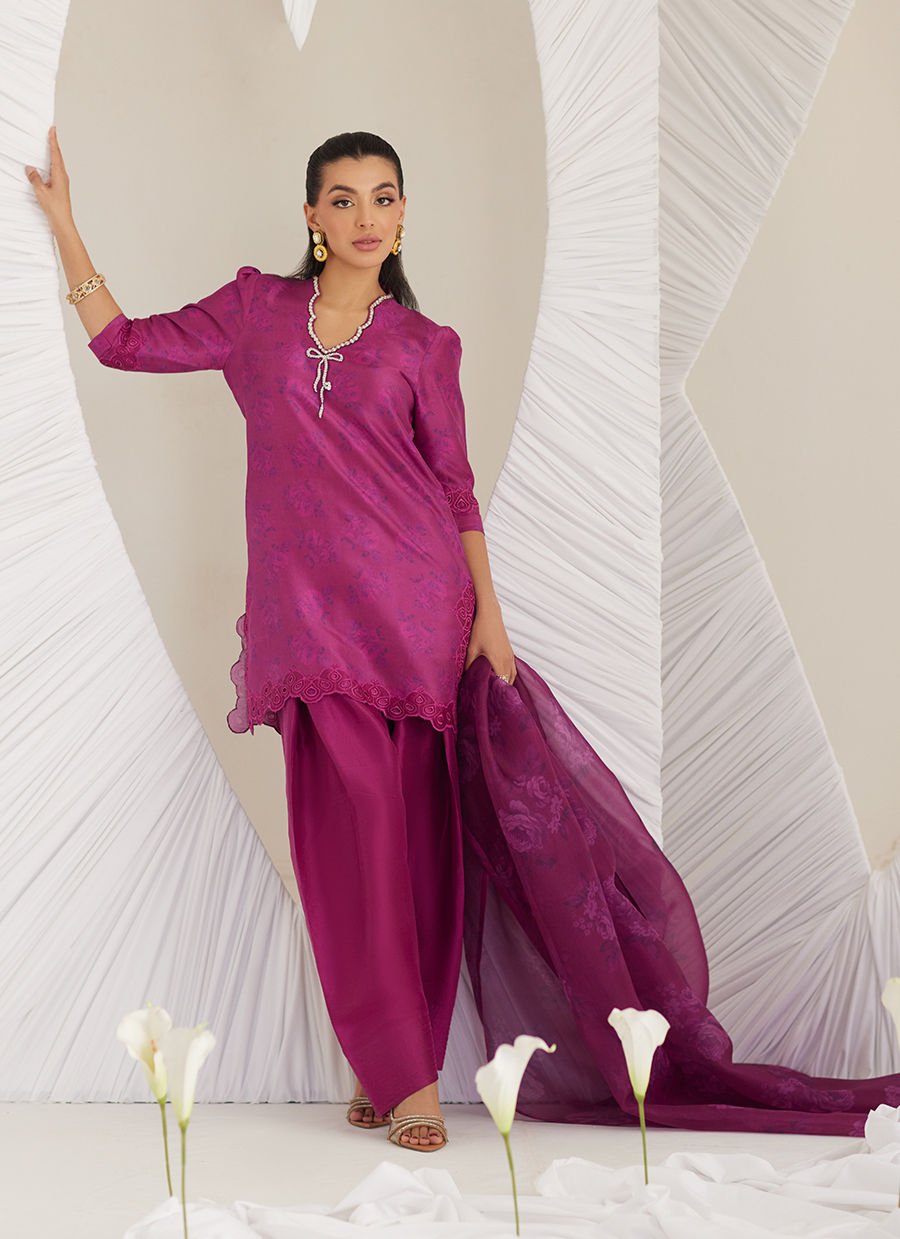 Sev Magenta Shirt And Dupatta