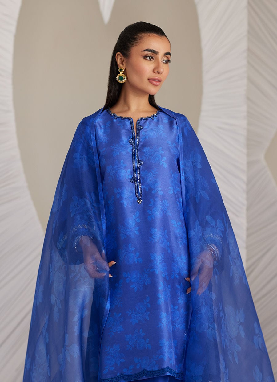 Electra Cobalt Shirt And Dupatta