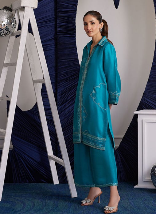 Ivalia Teal Shirt And Dupatta