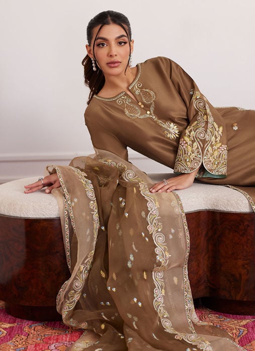 Collette Mint Ombre Embellished Column Kalidaar With Embroidered Slip And Dupatta