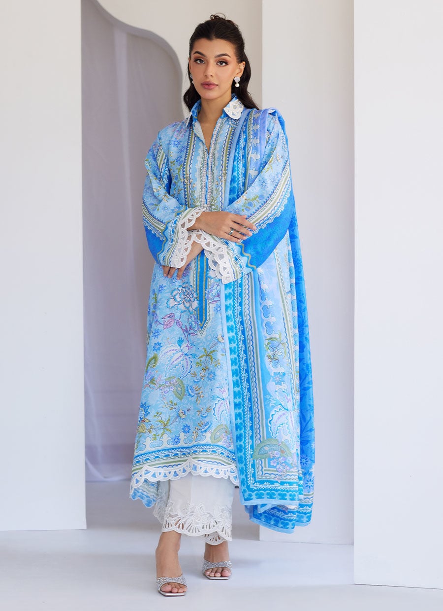 Zadie Blue Shirt And Dupatta