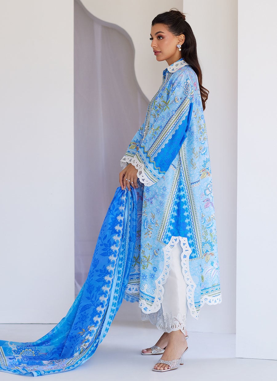 Zadie Blue Shirt And Dupatta