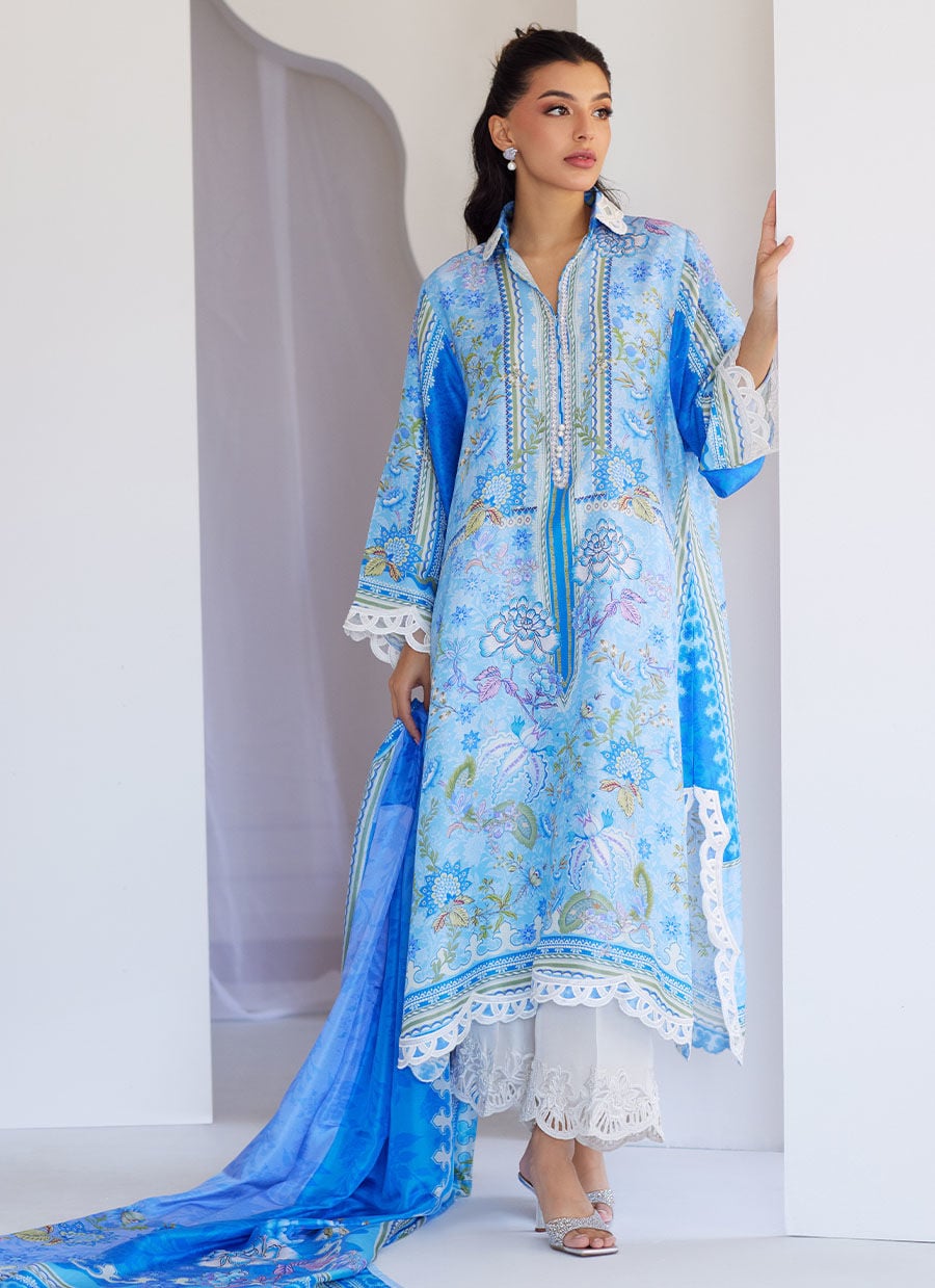 Zadie Blue Shirt And Dupatta
