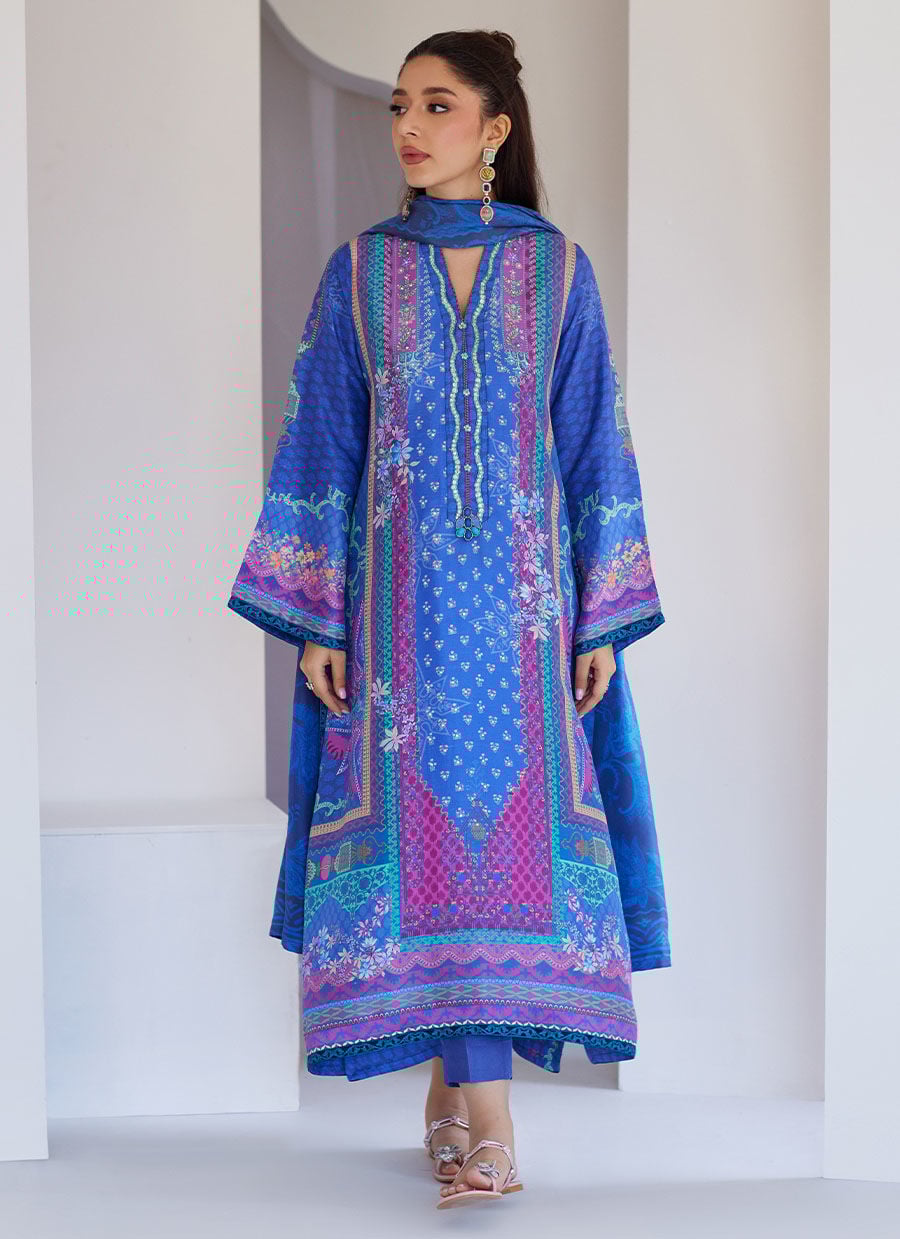 Revel Blue Shirt And Dupatta