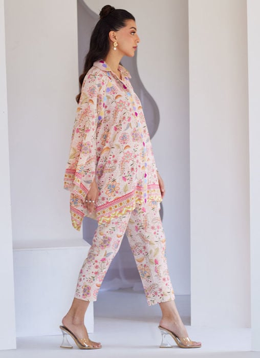 Miro Printed Raw Silk Shirt And Dupatta
