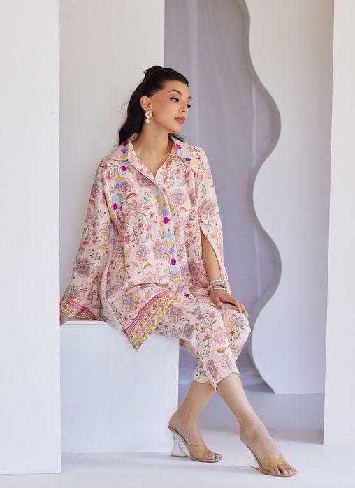 Miro Printed Raw Silk Shirt And Dupatta