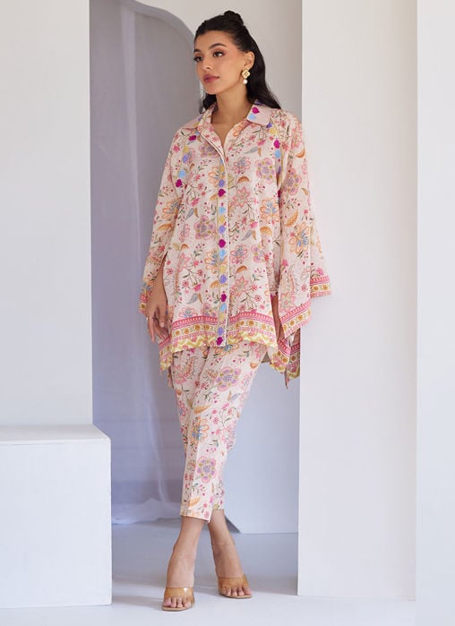 Miro Printed Raw Silk Shirt And Dupatta