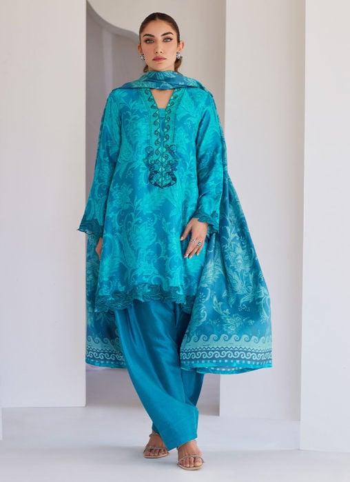 Azura Blue Shirt And Dupatta