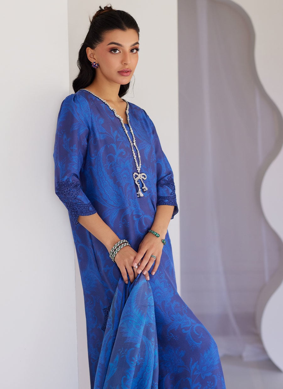 Azura Blue Shirt And Dupatta