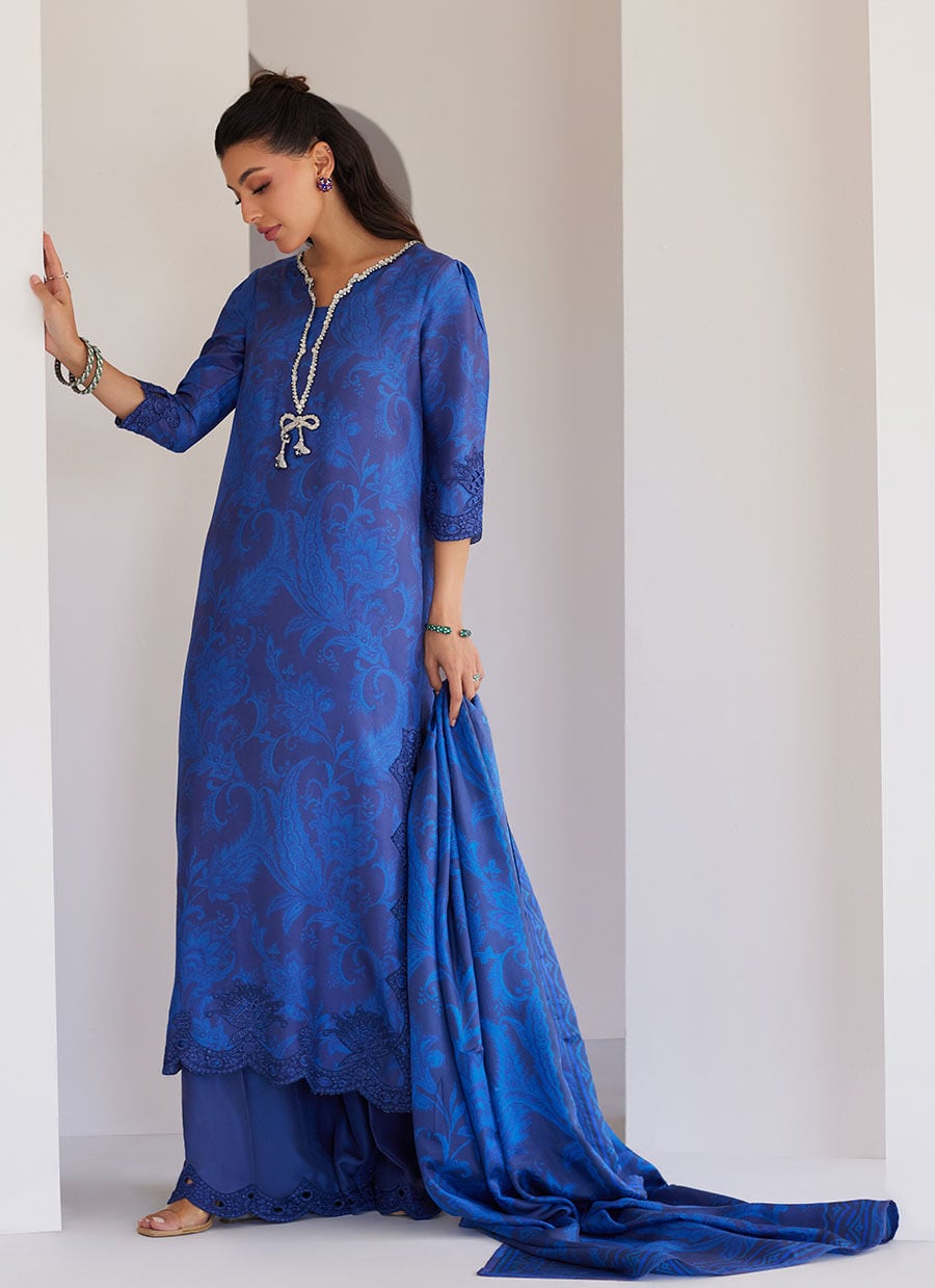 Azura Blue Shirt And Dupatta