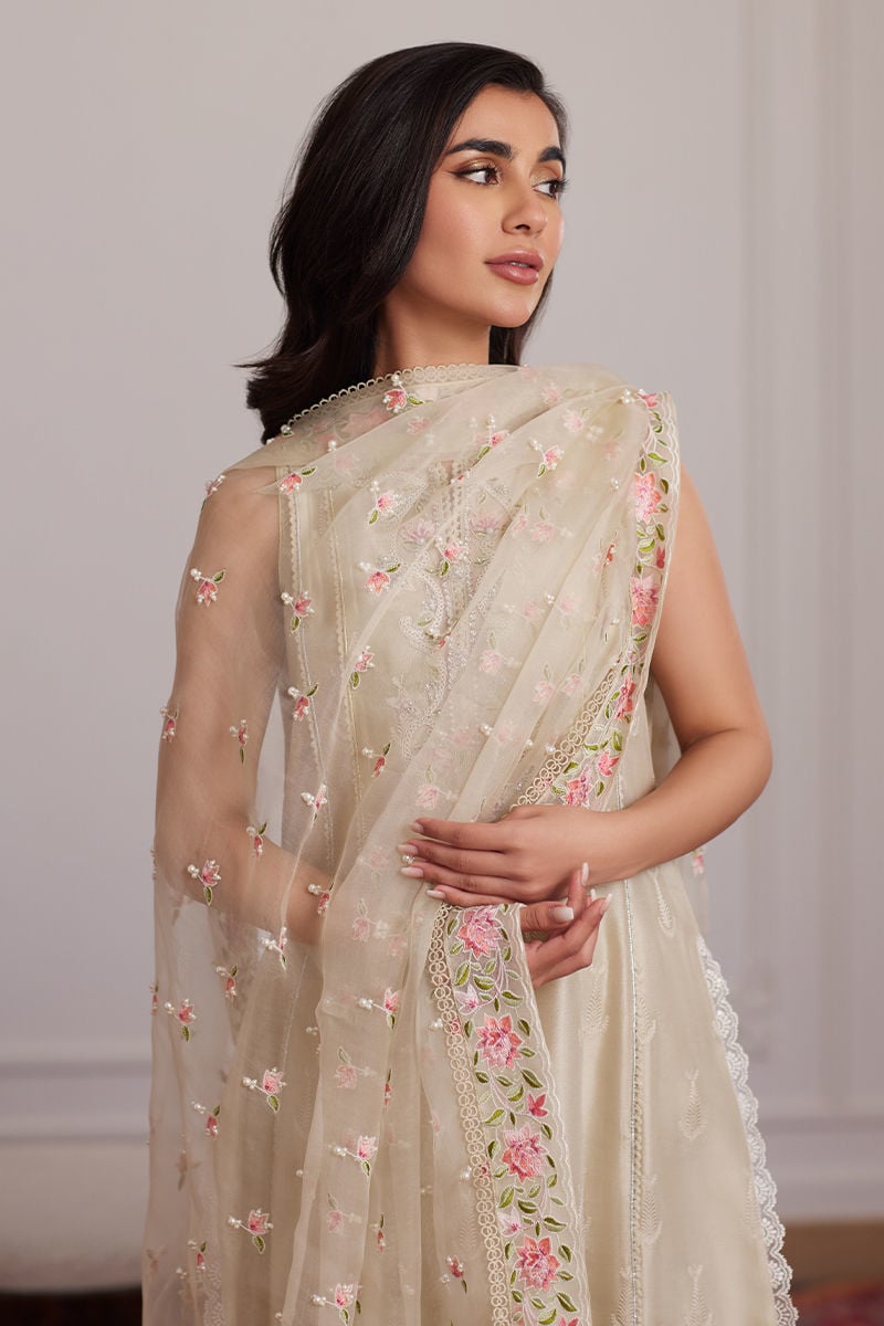 Everly Cream Shirt, dupatta and pants