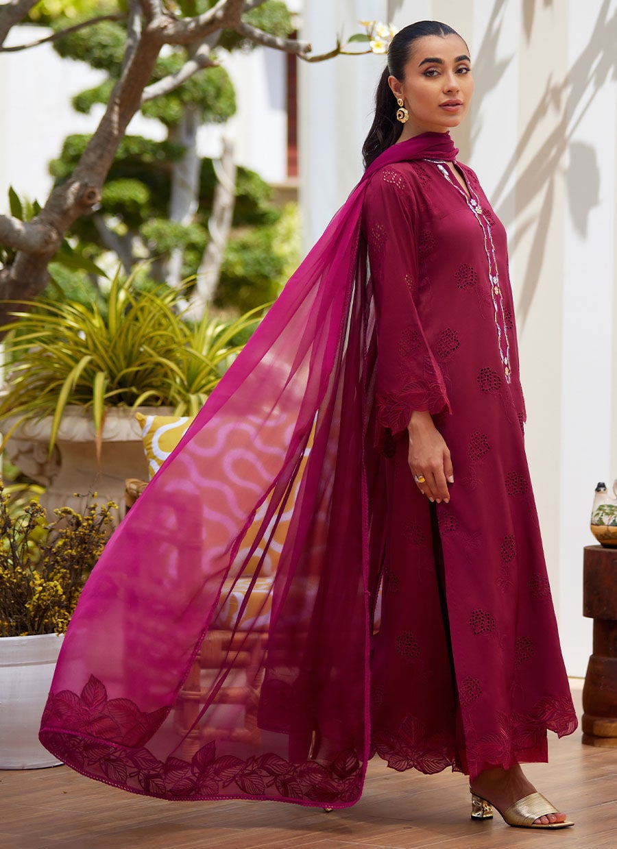 Aiko Burgundy Shirt And Dupatta