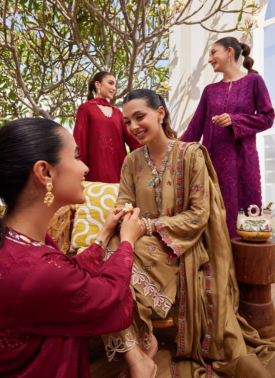 Sina Plum Shirt And Dupatta