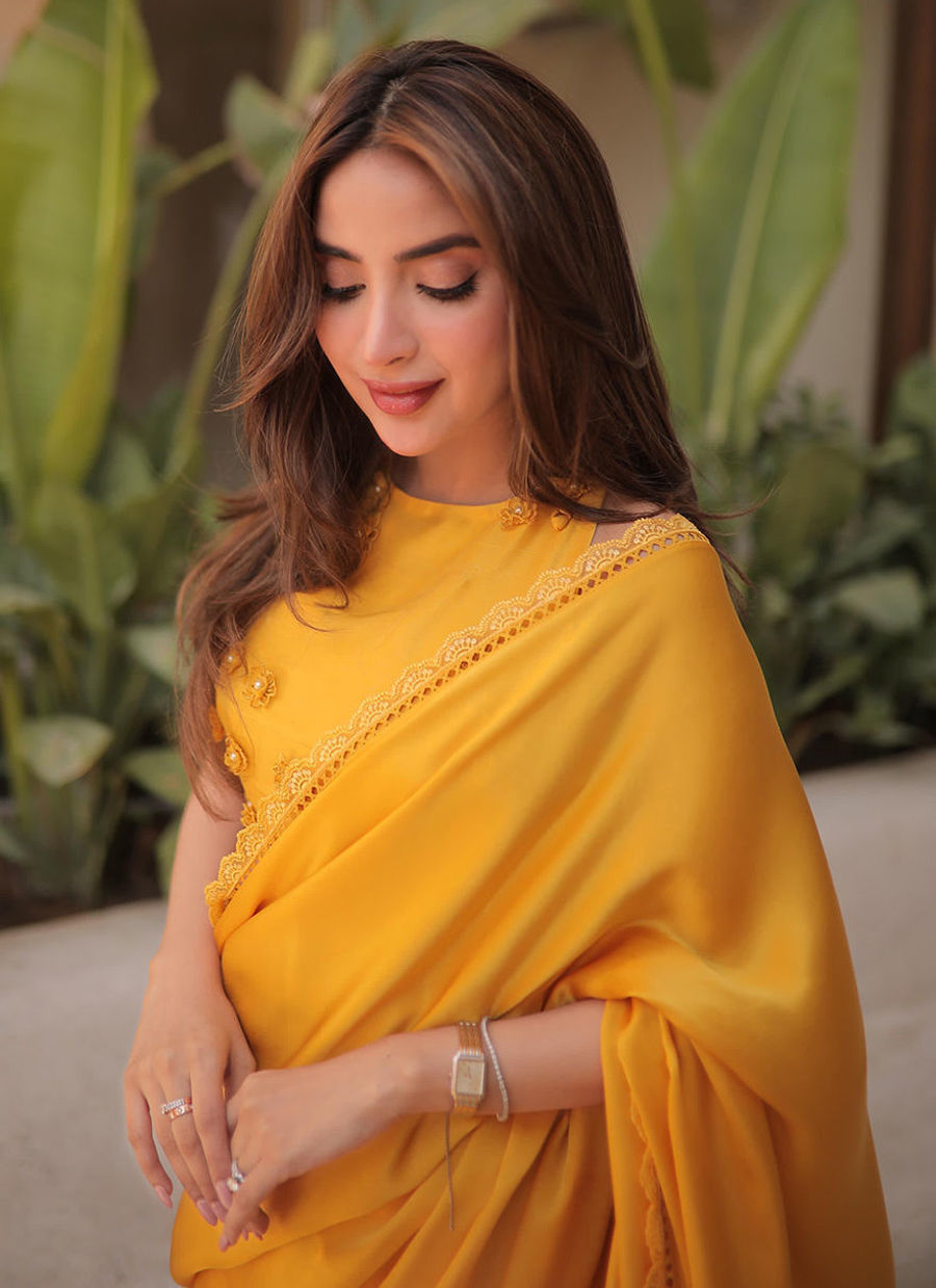 Saboor Aly in Canary Yellow Saree