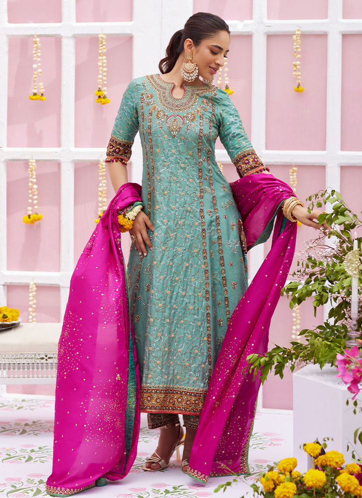 Nura Magenta Shirt And Dupatta
