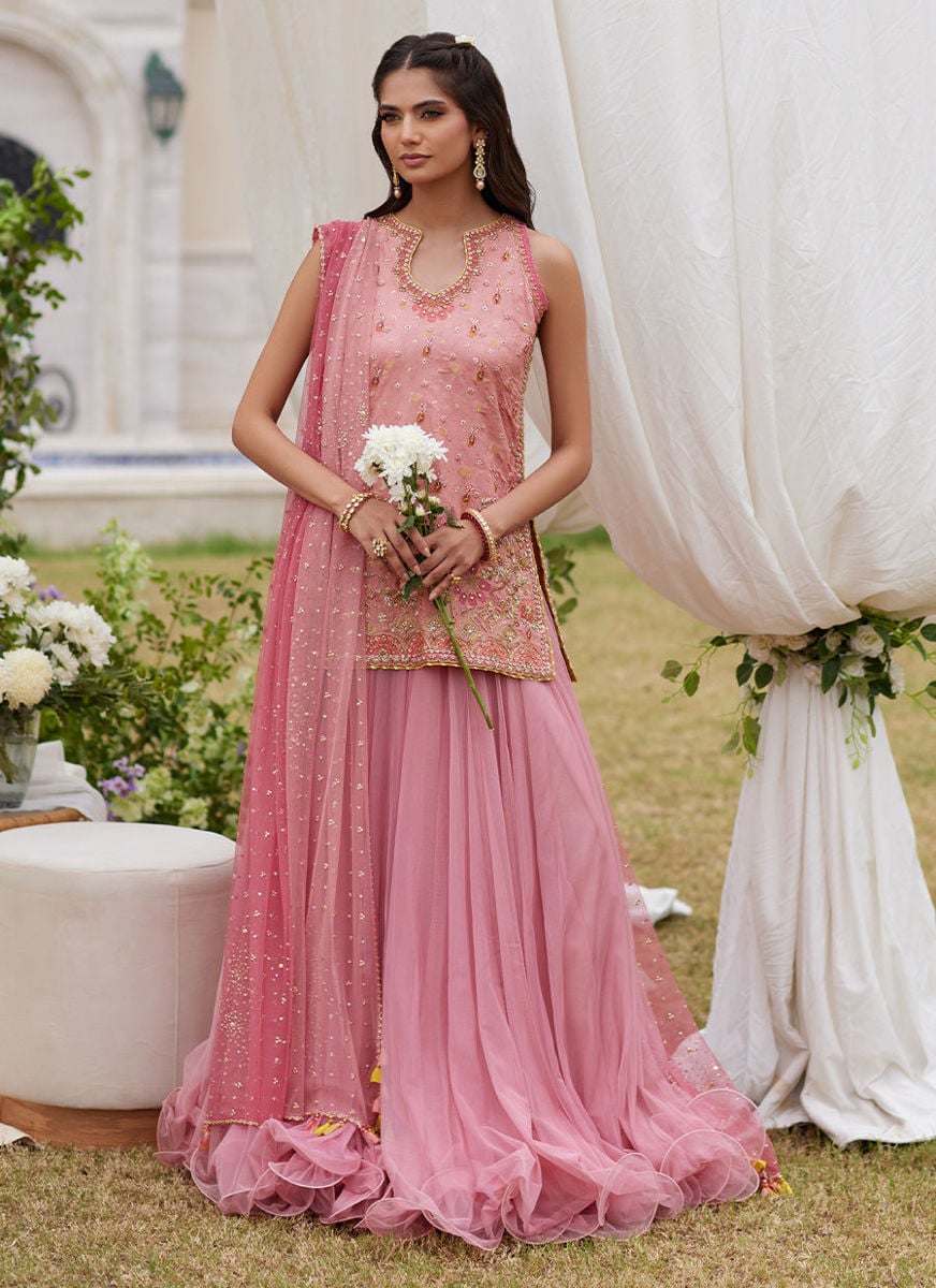 Roselin Pink Short Shirt And Dhaka