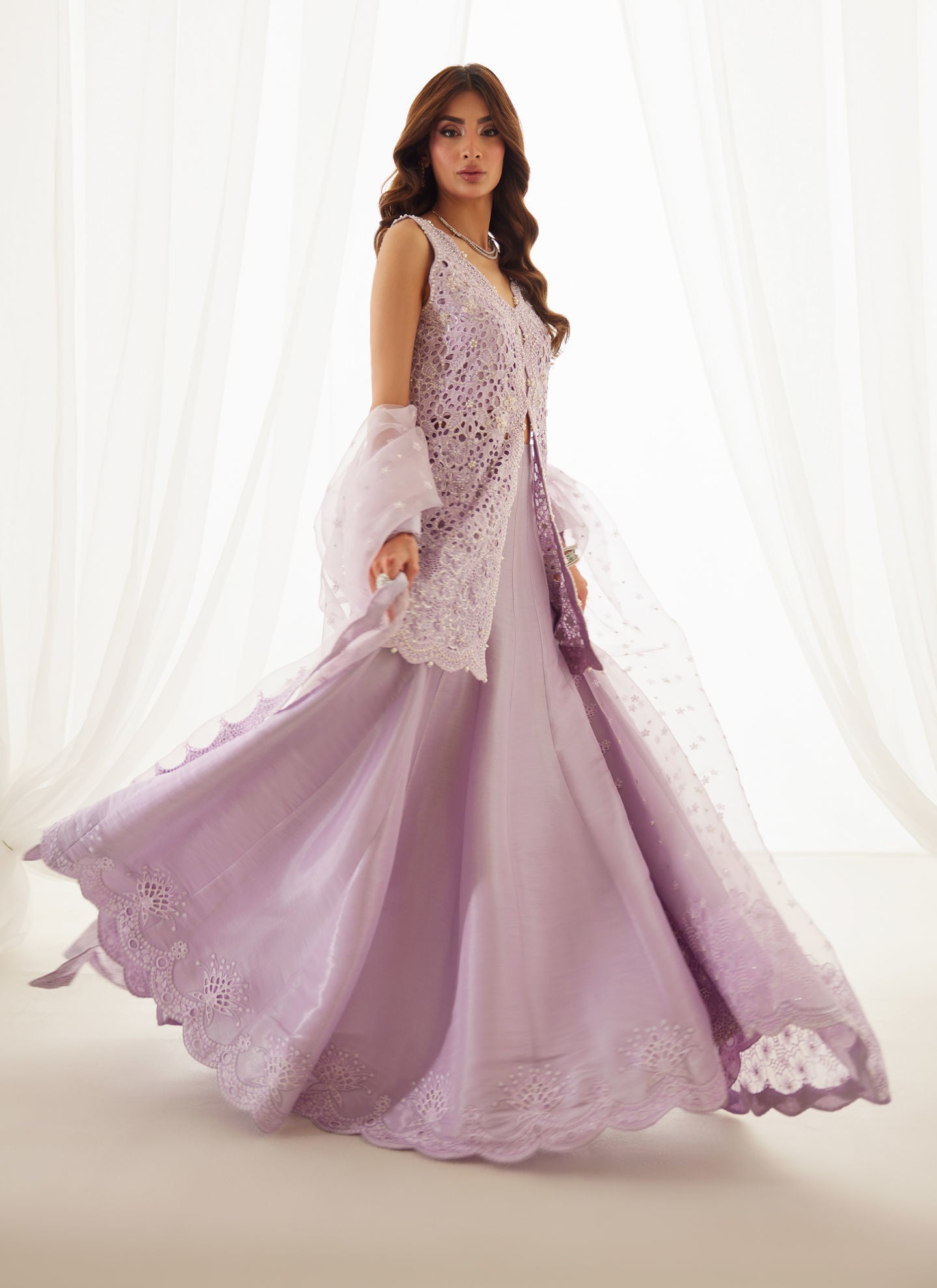 Lumi Lavender Shirt, Lehenga And Dupatta
