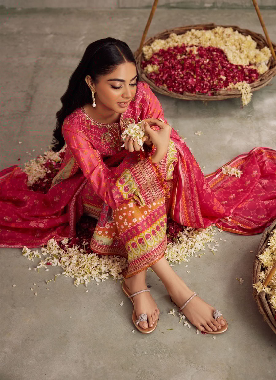 Selin Crimson Shirt And Dupatta