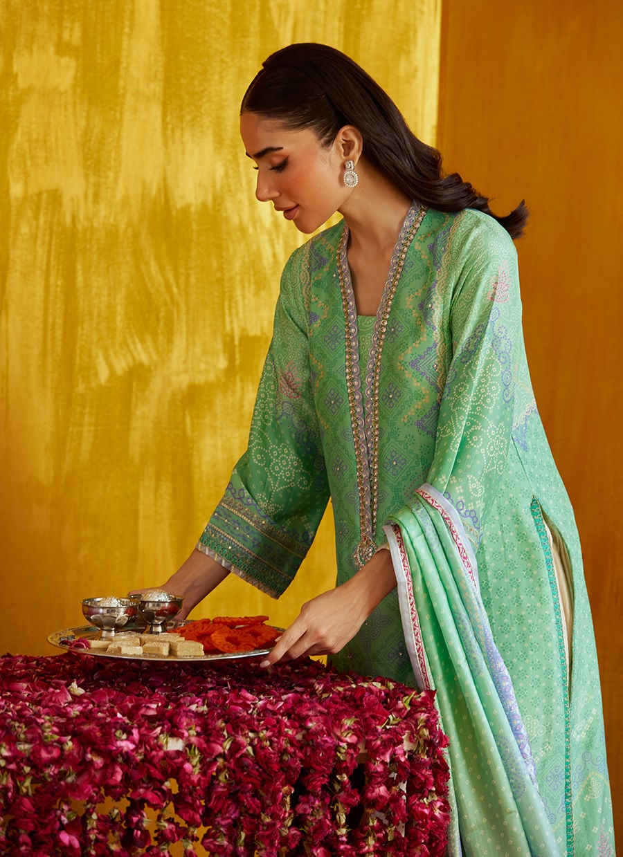 Arina Aqua Shirt And Dupatta