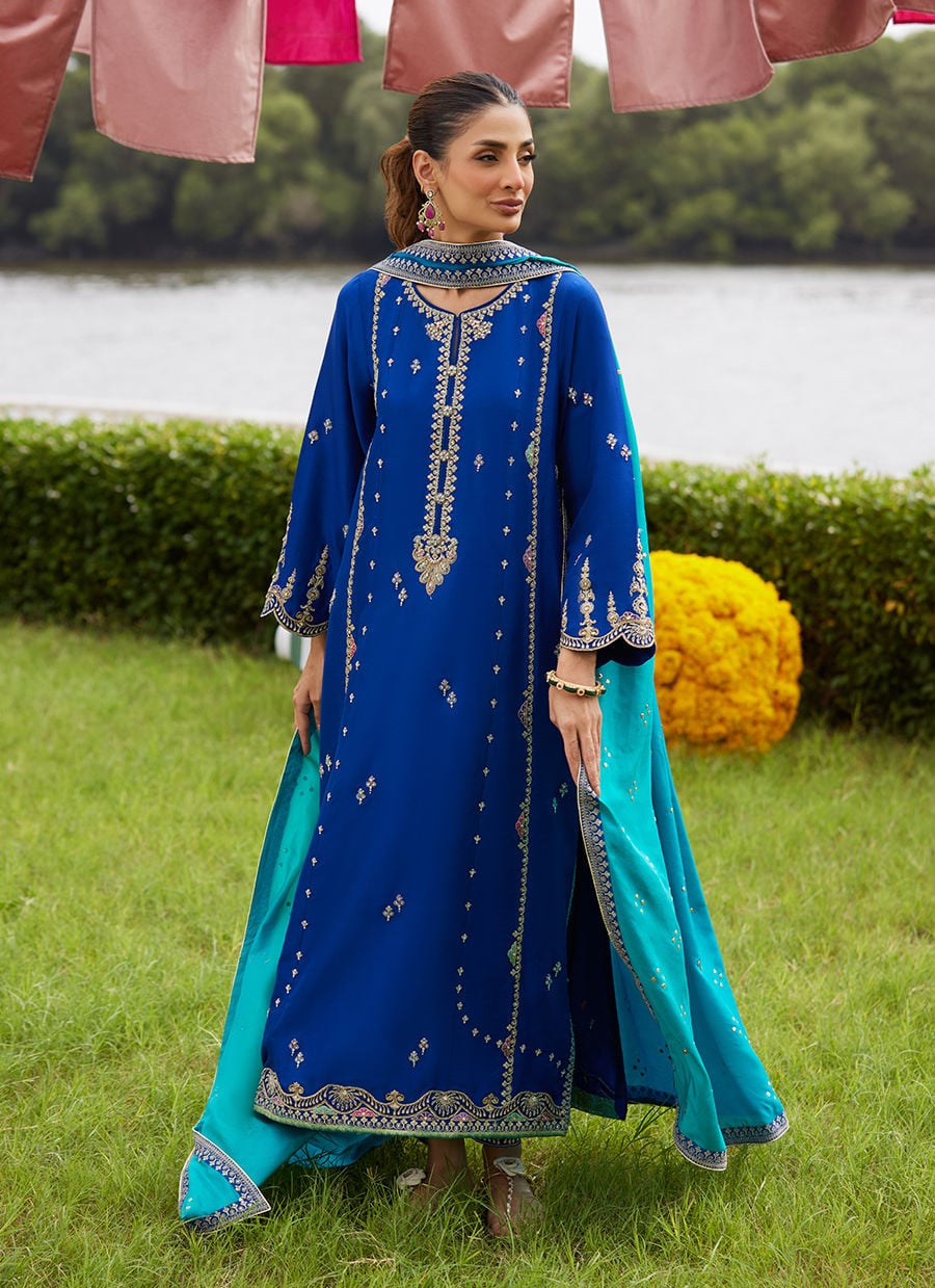 Opal Blue Shirt And Dupatta