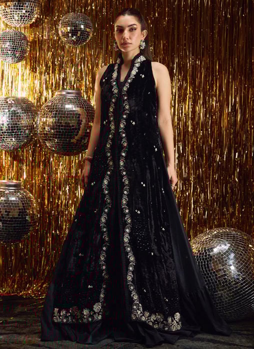 Zari Navy Kalidaar And Dupatta