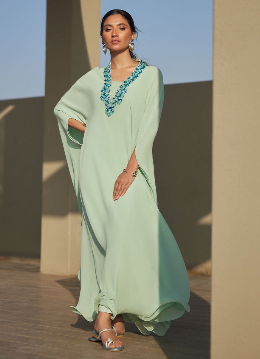Nika Iceblue Chiffon Kaftan