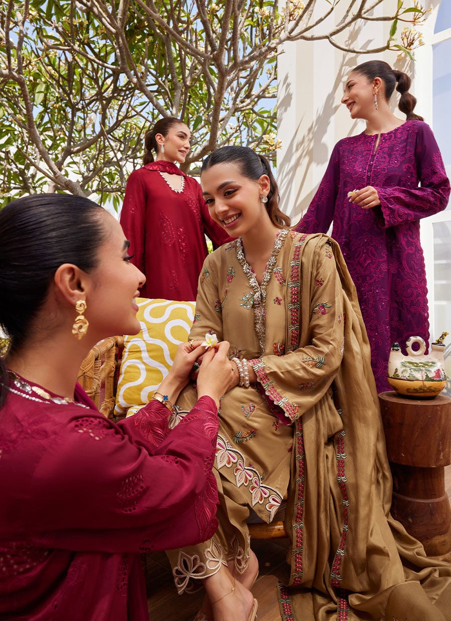 Sina Plum Shirt And Dupatta