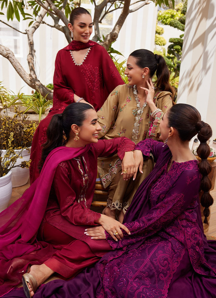 Sina Plum Shirt And Dupatta