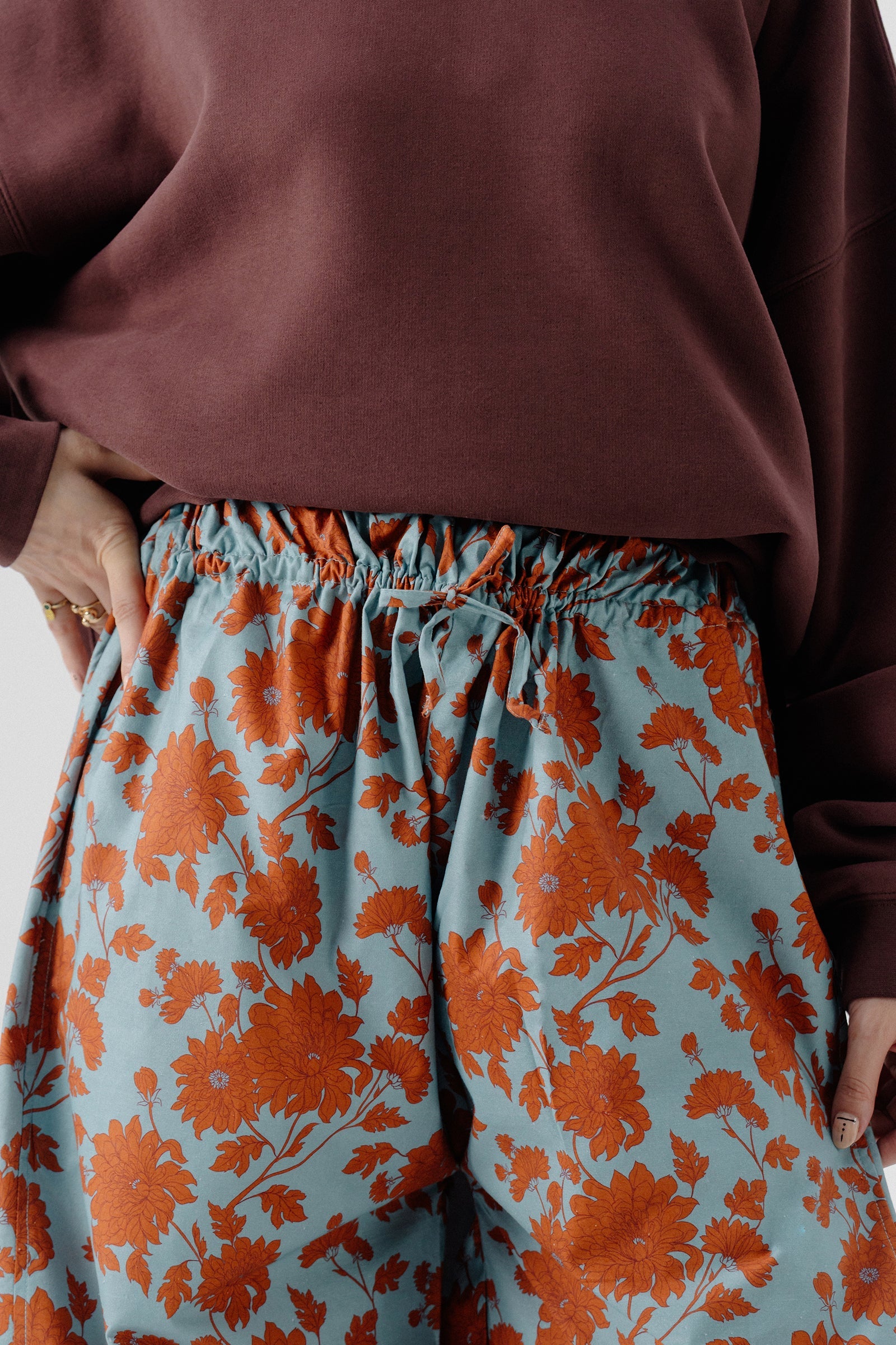 Shalwar Pants - Floral Dusty Blue