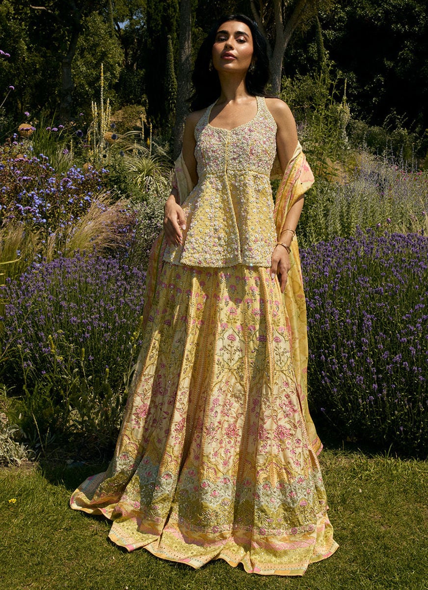 Jamaya Peplum With Printed Lehenga