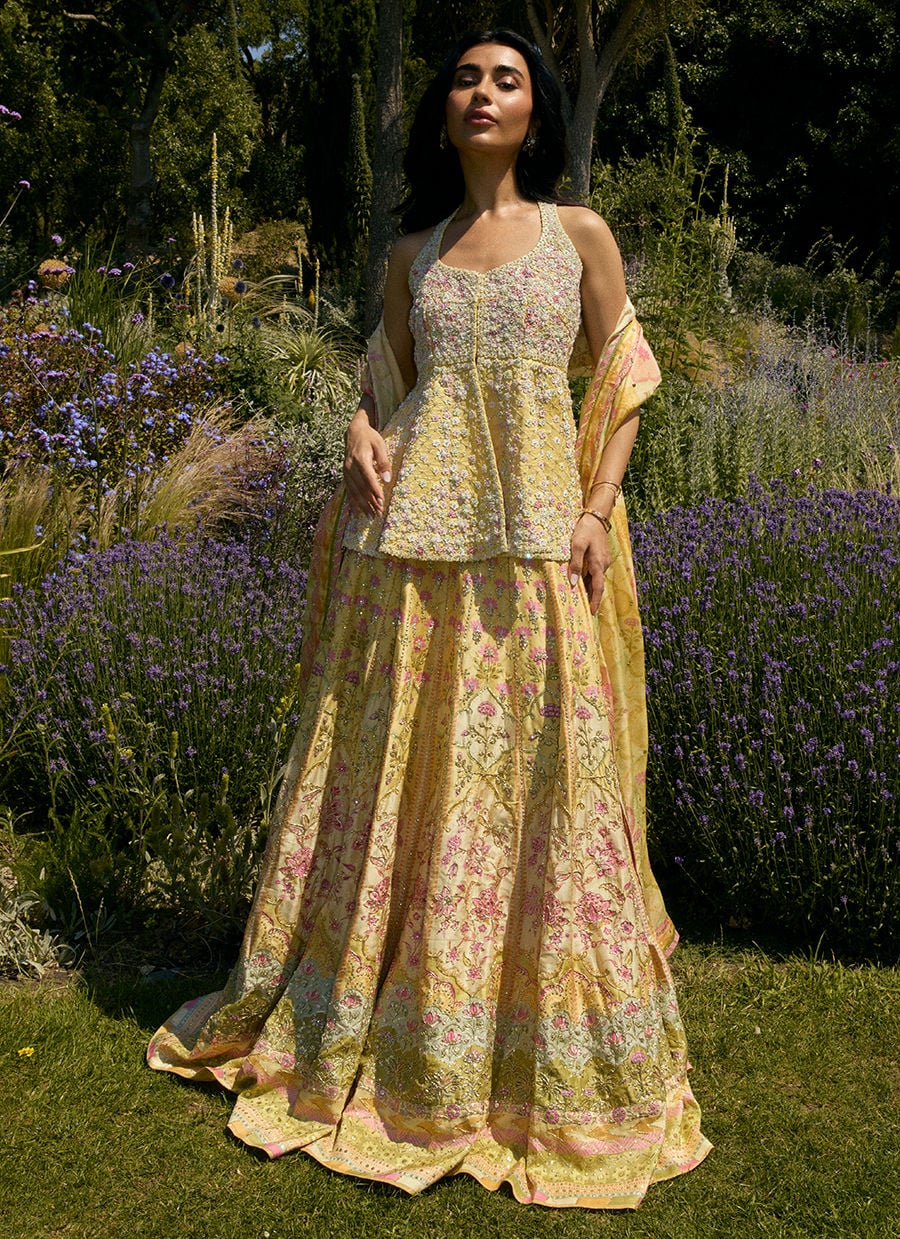 Jamaya Peplum With Printed Lehenga