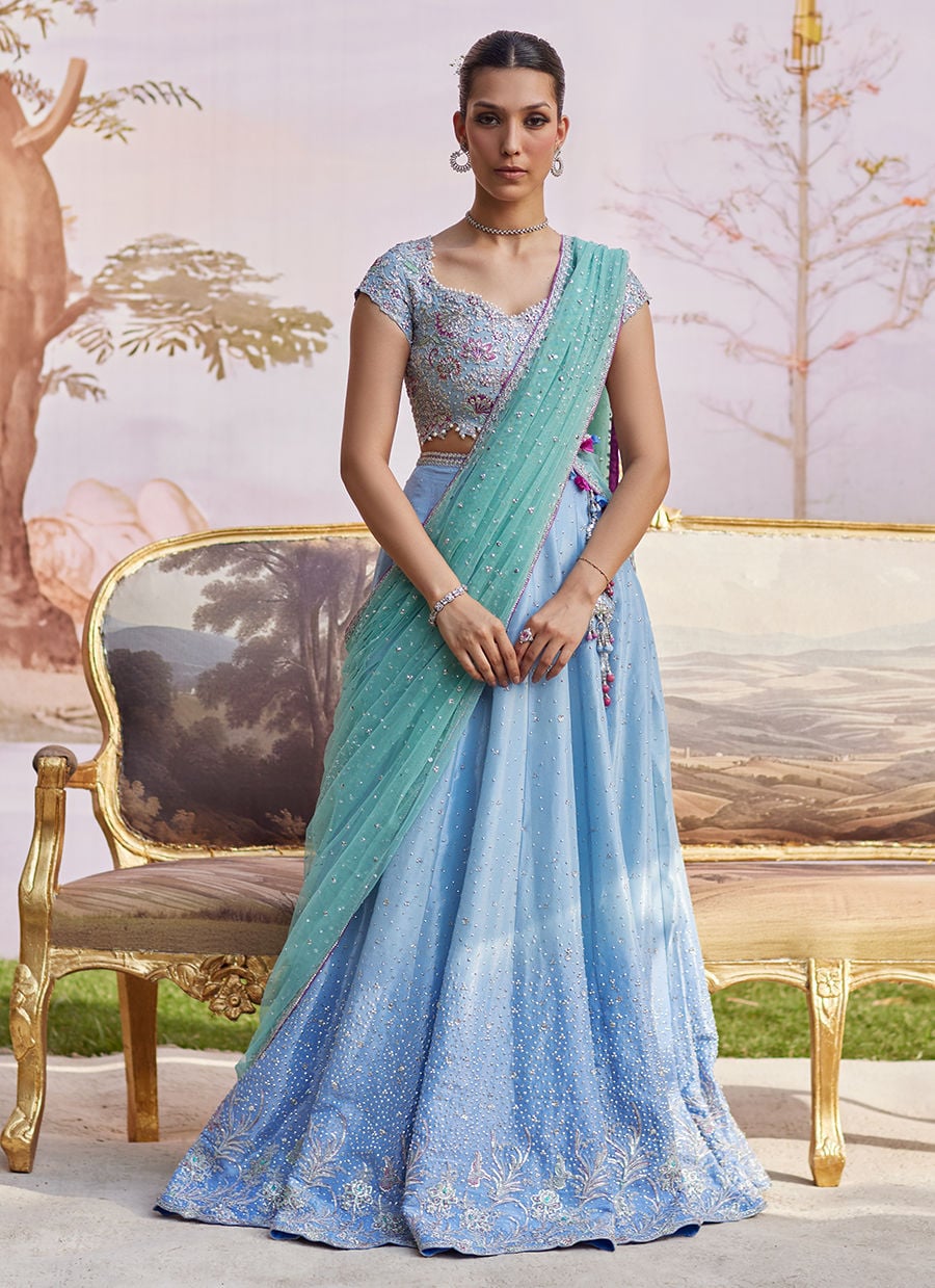 Clara Ice Blue Lehenga Choli
