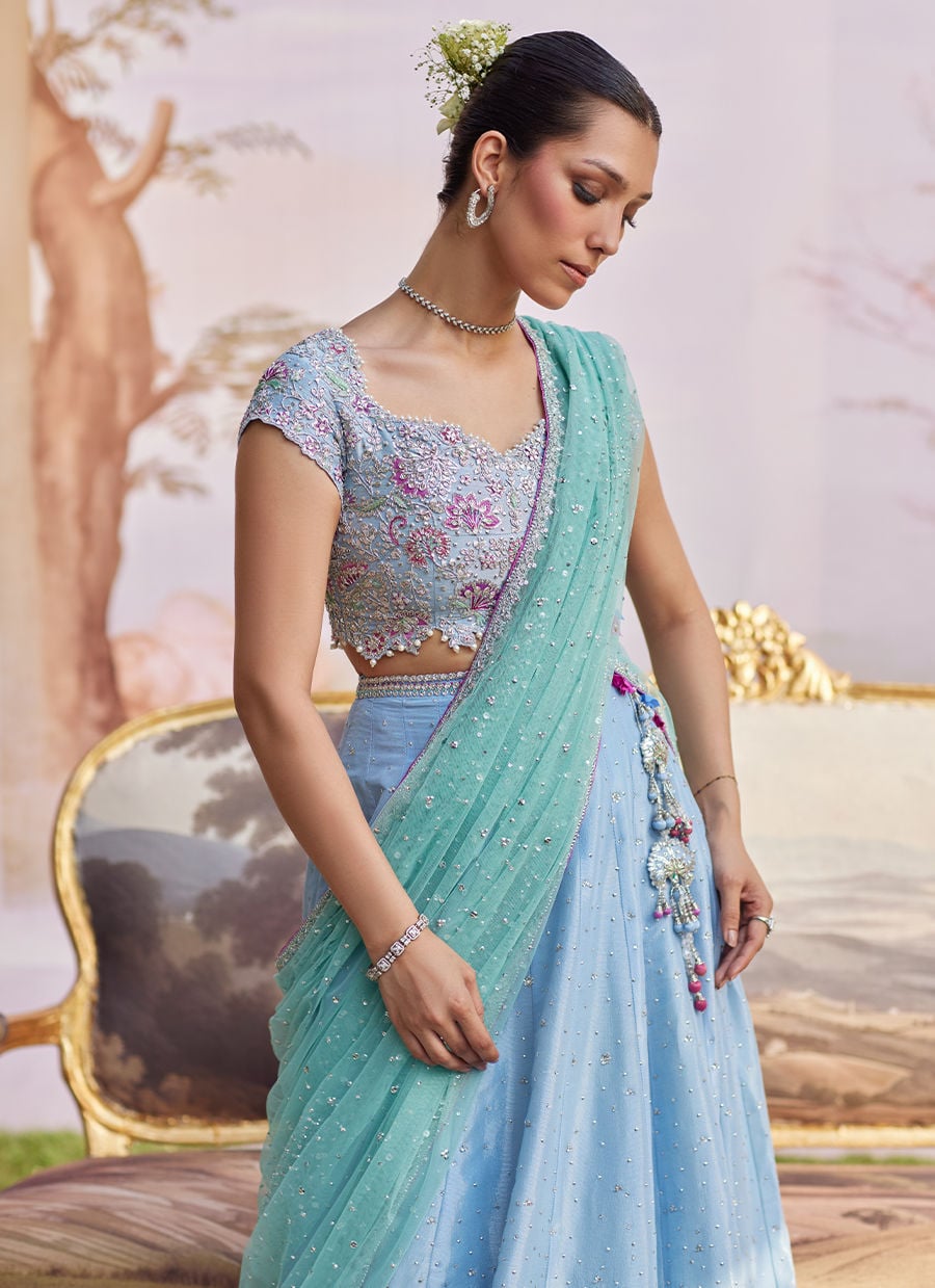 Clara Ice Blue Lehenga Choli