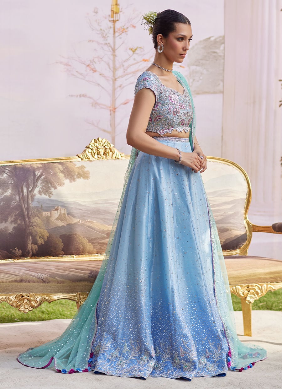 Clara Ice Blue Lehenga Choli