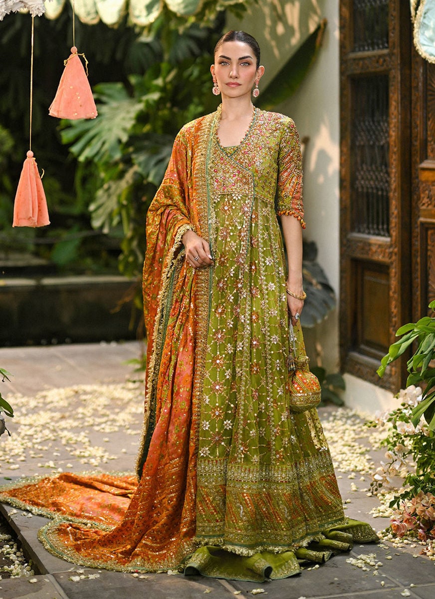 Sabina Olive Green Kalidaar