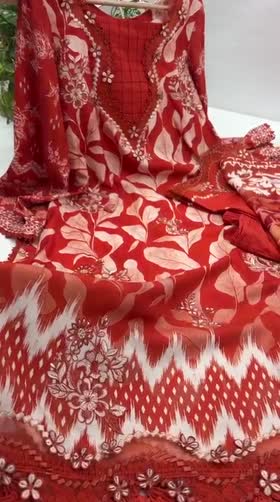 Rs 12950 Aneelas Stitched Print Emb Twill 3pc Chiffon Duppata [WPR-26-02-A-C] [Dispatch Time 2.5 Months]