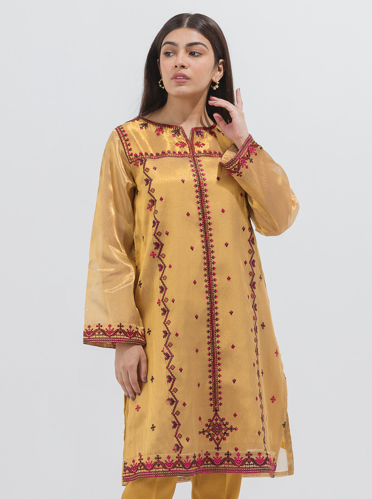 Embroidered Tissue Shirt (Luxury Pret)