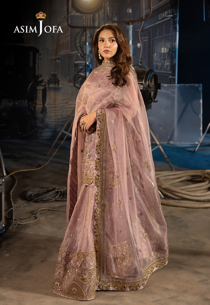Ajlff-18 Embroidered Zari Check Net 3 Pcs
