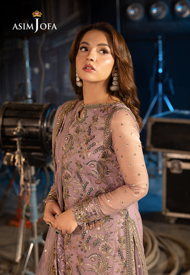 Ajlff-18 Embroidered Zari Check Net 3 Pcs