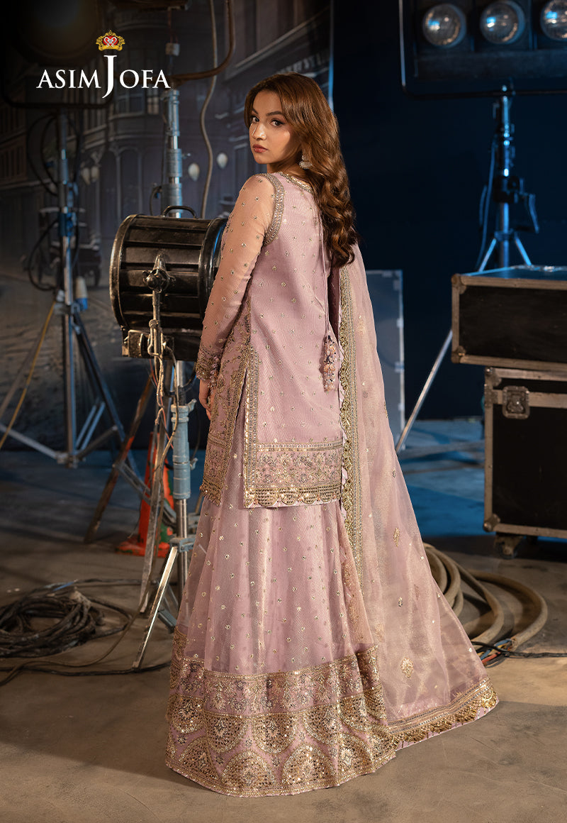 Ajlff-18 Embroidered Zari Check Net 3 Pcs