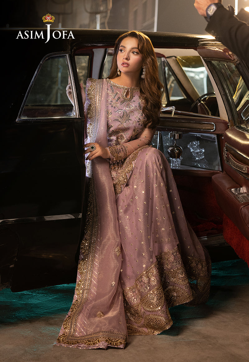 Ajlff-18 Embroidered Zari Check Net 3 Pcs