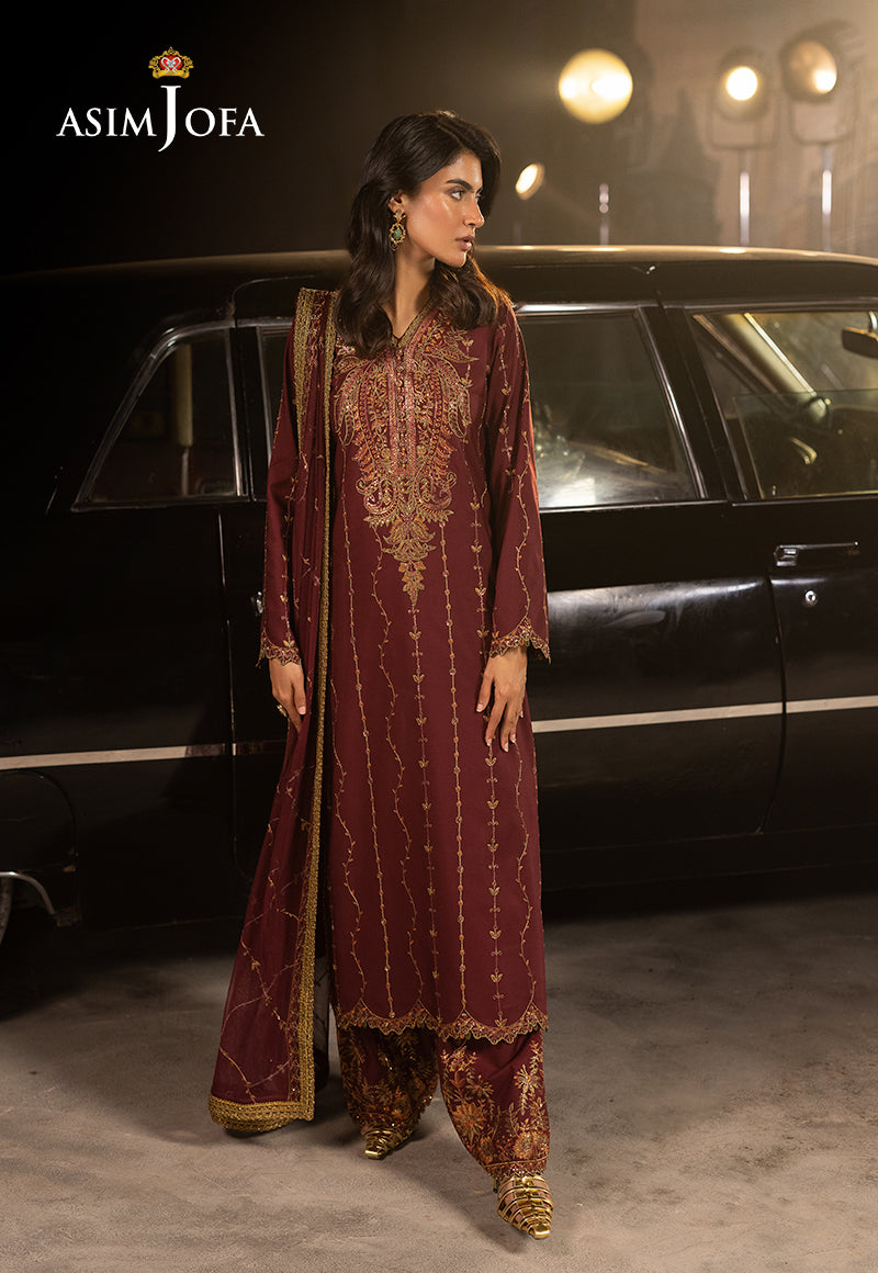 AJLFF-04 Embroidered Silk 3 Pcs