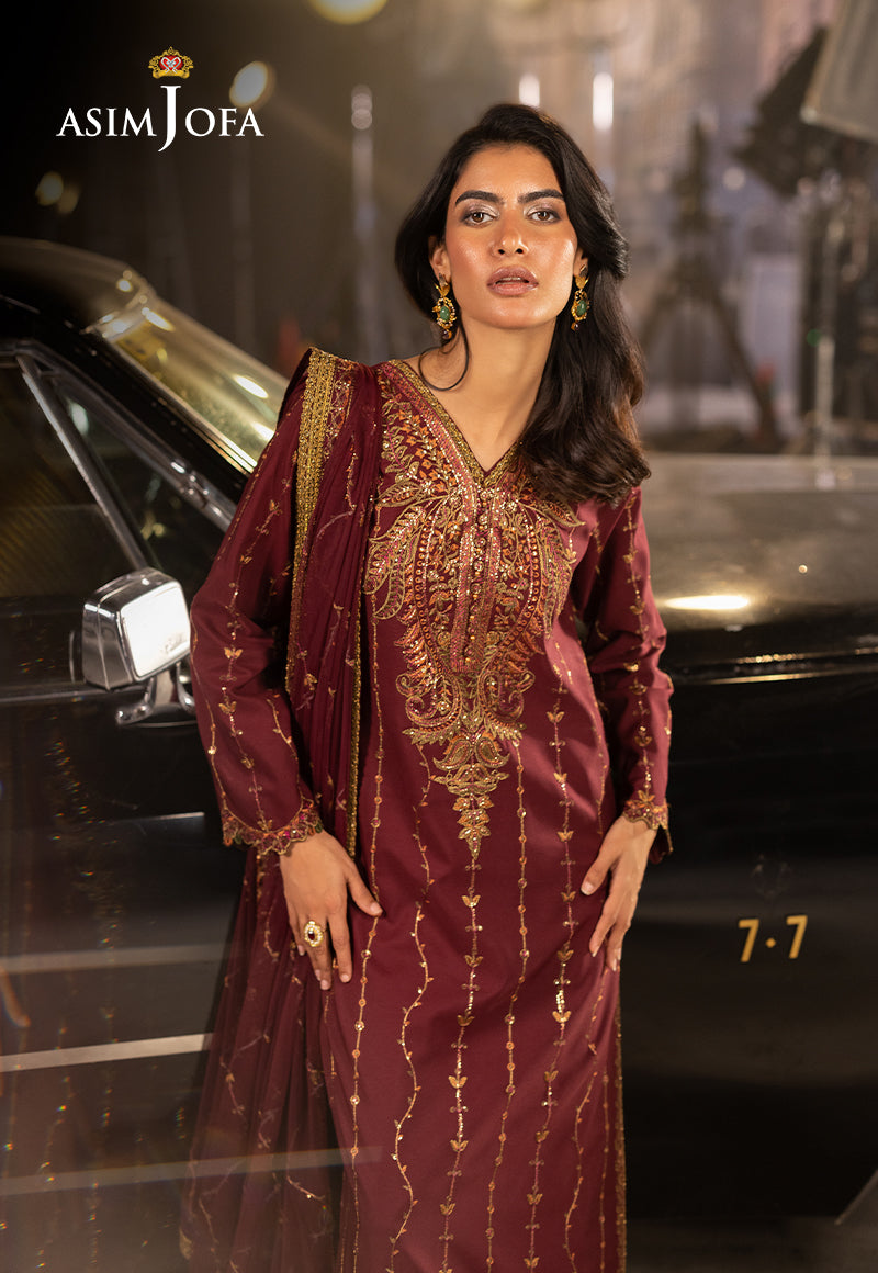 AJLFF-04 Embroidered Silk 3 Pcs